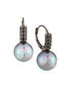 Cubic Zirconia & 10mm Pearl Drop Earrings