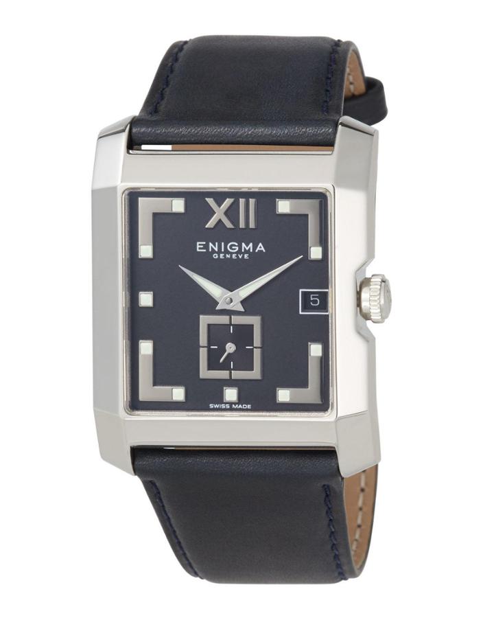Square Date Watch W/ Leather