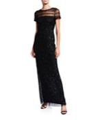 Embellished Illusion Column Gown
