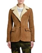 Goat-suede Faux-shearling Collar Coat
