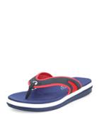 Jaxsen Suede Thong Sandal, Navy/red
