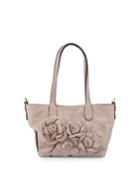 Valentino Leather Rosette Mini Tote Bag, Beige, Women's, Red