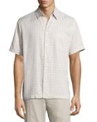 Cross-print Short-sleeve Shirt, Off White