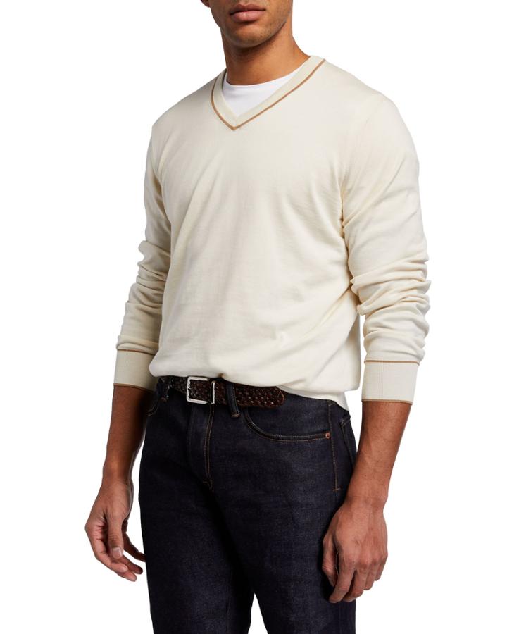 Men's V Neck Bicolor
