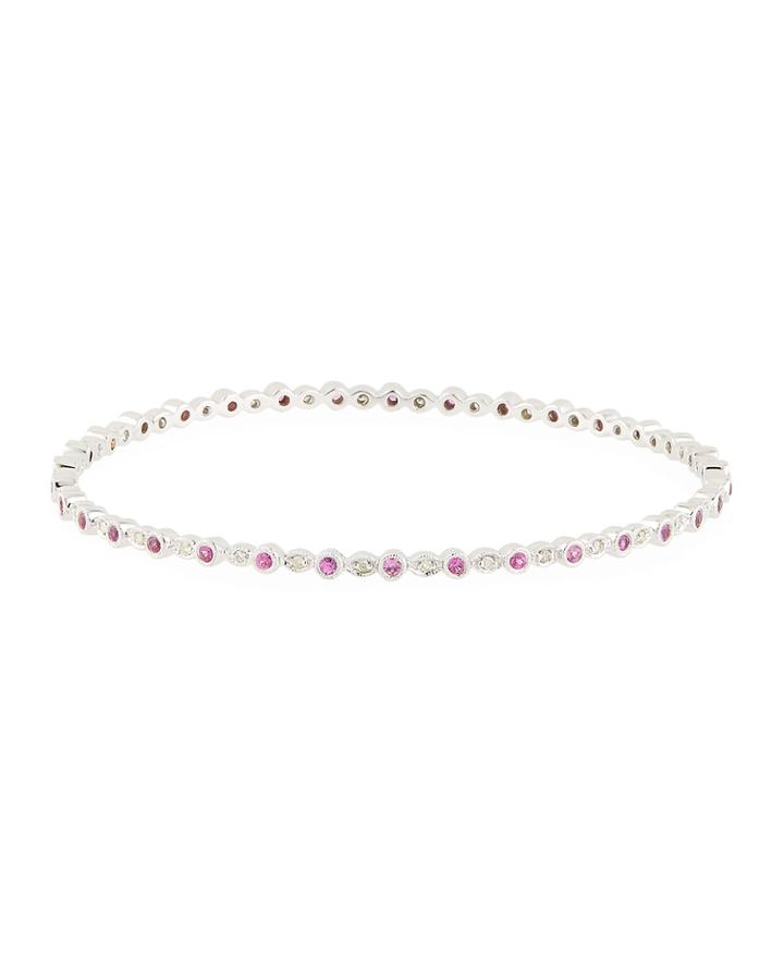 14k White Gold Diamond & Pink Sapphire Bracelet