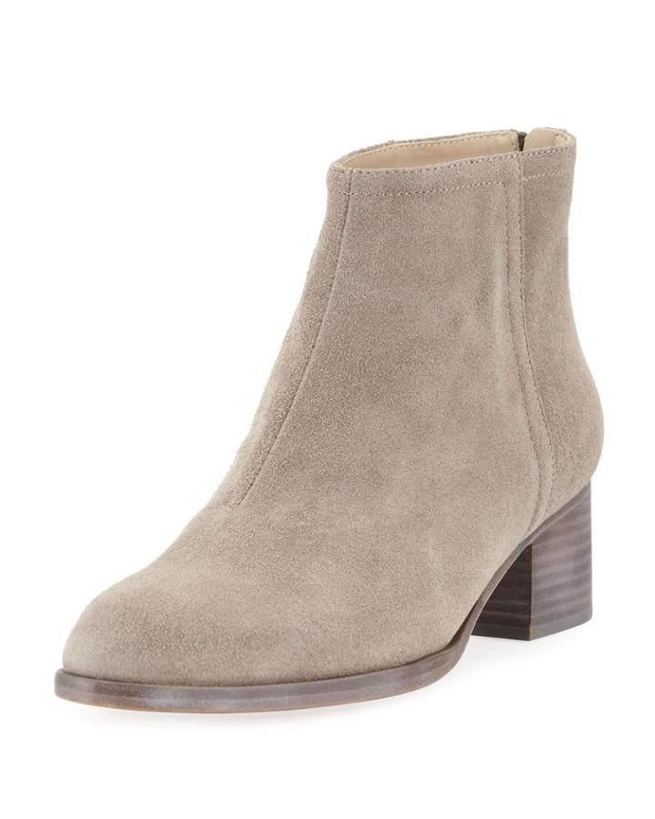 Wesley Suede Back-zip Ankle Booties