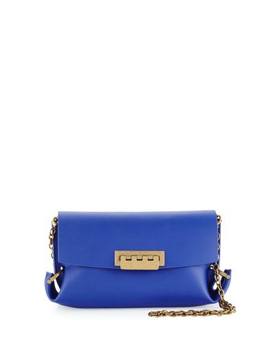 Eartha Folded-gusset Leather Crossbody Bag, Cobalt
