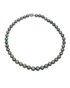 14k White Gold Tahitian Pearl Necklace, Black,