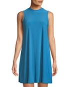 Sleeveless Mock-neck Trapeze Dress