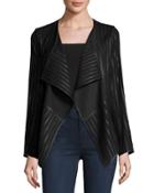 Leather-strip Cascade Jacket, Black