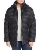 Short Hooded Zip-front Packable Jacket,