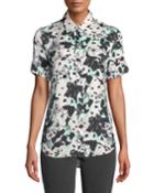 Backlight Floral Print Button-down Blouse