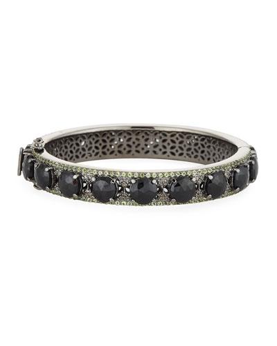 Hinged Black Spinel Bangle Bracelet W/ Diamonds