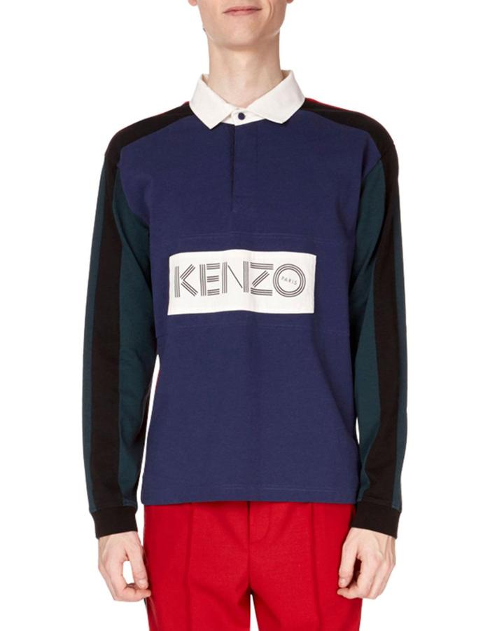 Men's Colorblock Long-sleeve Rugby Polo