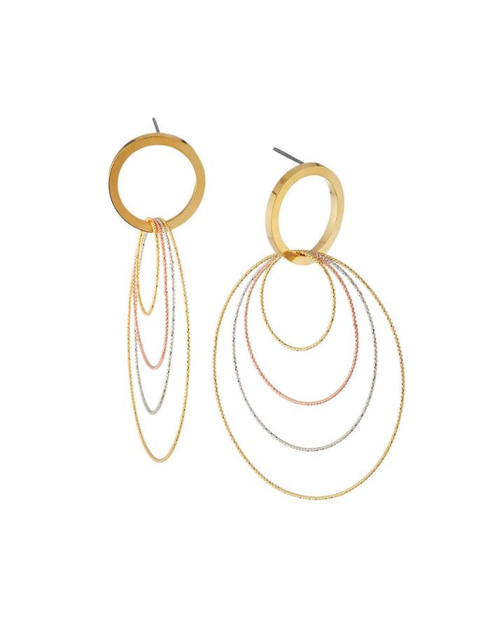 Tricolor Orbital Hoop Earrings
