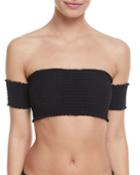 Smocked Off-the-shoulder Lace-back