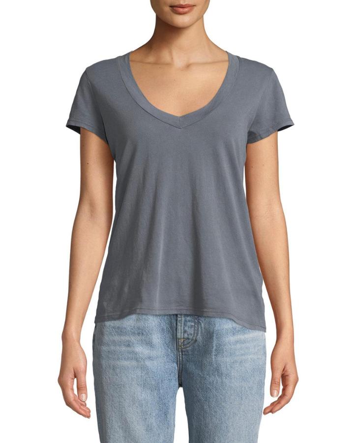 Faded V-neck Cotton Tee