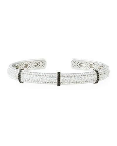 Narrow Pave Topaz & Spinel Triple Rondelle Bangle Bracelet
