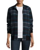 Plaid Bomber Jacket, Navy