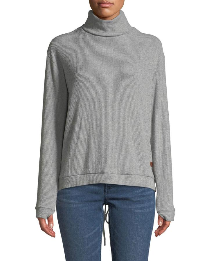 Catherine Ribbed Lace-up-back Turtleneck