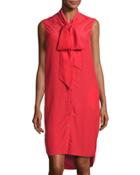 Ramsay Silk Sleeveless Shirtdress, Vermillion