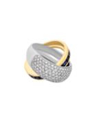 Diamond Pave & Sapphire Crisscross Ring,