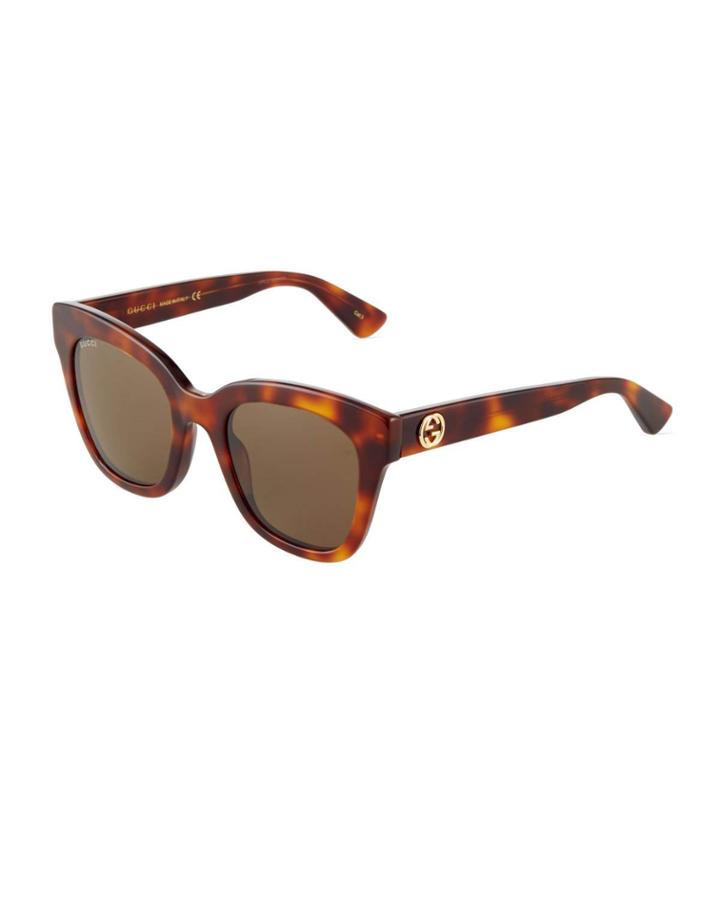 Monochromatic Cat-eye Sunglasses, Tortoise