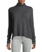 Minnie Rose Turtleneck Dolman High-low Sweater, Obsidian, Women's,