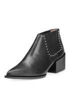 Lux Leather Studded Chelsea Boot, Black