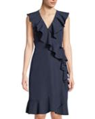 Ruffle-trim Wrap-front Dress