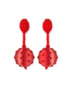 Beaded Polka Dot Ball Drop Clip-on Earrings