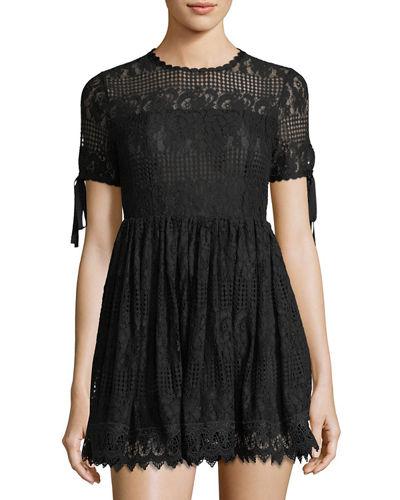 Illusion-yoke Lace Fit & Flare Dress
