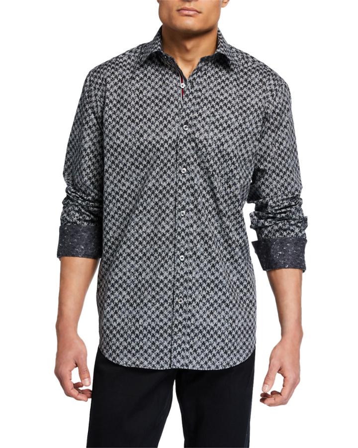 Men's Classic-fit Houndstooth Sport Shirt With Pocket