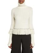 Studded & Fringed Turtleneck