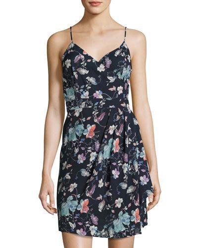 Faux-wrap Floral-print Dress