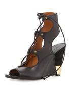 Leather Gladiator Wedge