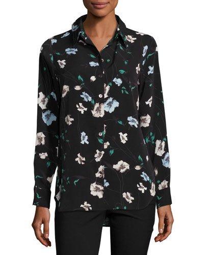 Floral-print Utility Shirt, Blue Pattern