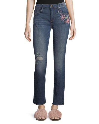 Audrey Embroidered Straight-leg Jeans