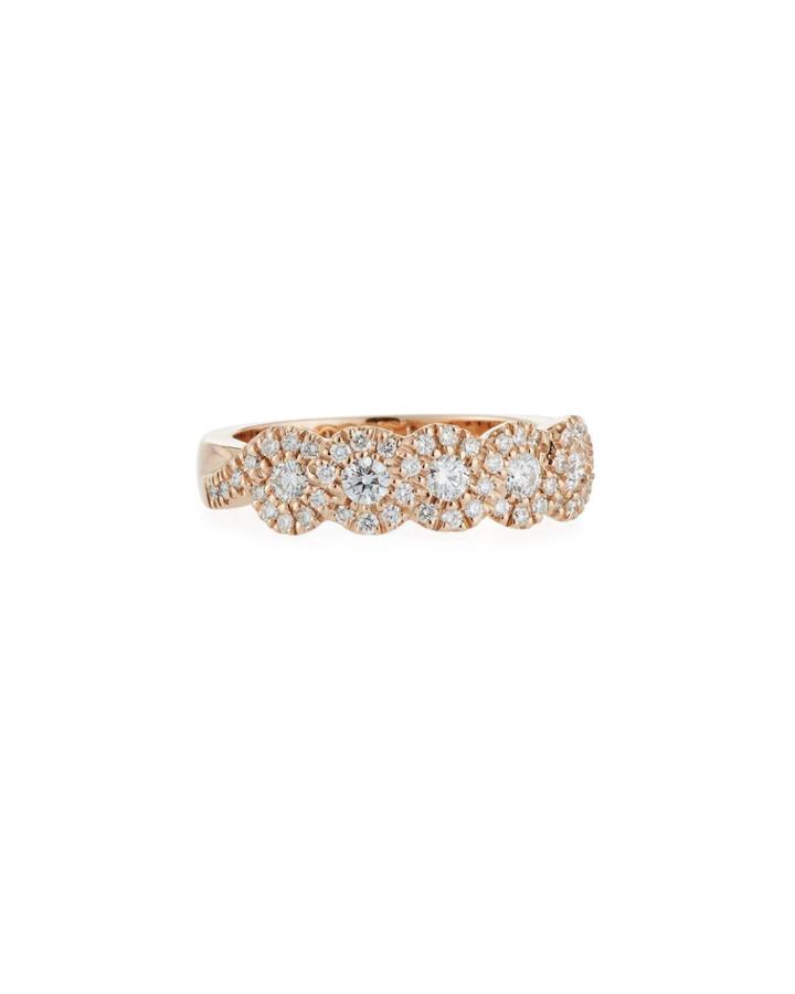 18k Rose Gold Scalloped Diamond Ring,