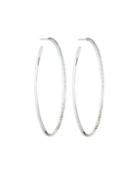 Lula 18k White Gold Pave Diamond Oval Hoop Earrings