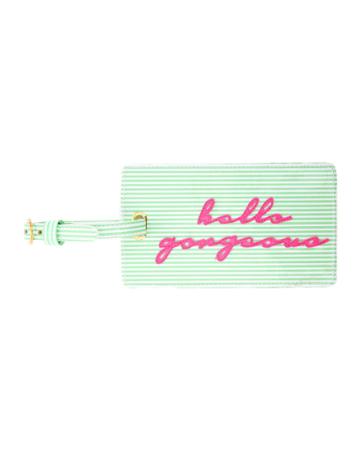 Hello Gorgeous Luggage Tag, Green/multi