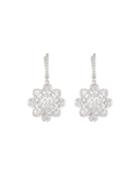 18k Floral Diamond Drop Earrings,