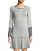 Long-sleeve T-body Dress With Flowy Hem
