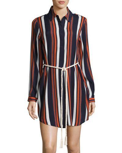 James Striped Rope-tie Shirtdress,