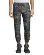 Camo-print Nylon Jogger Pants, Olive