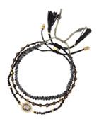 Mixed Smoky Quartz Beaded Bracelets, Set Of Three, Black