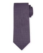 Dash-print Silk Tie, Black/purple