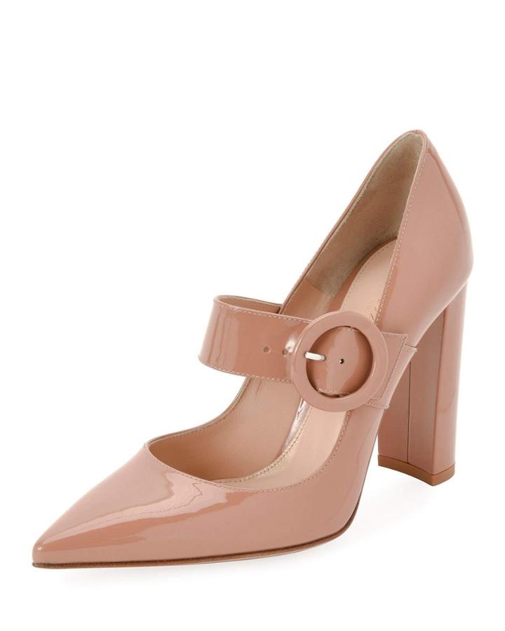 105mm Patent Buckle Mary Jane Pumps
