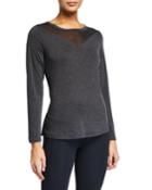 Turner Mesh Long-sleeve Drape Top