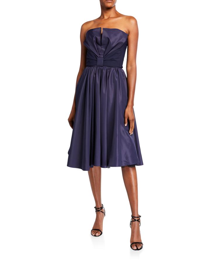 Taffeta Bustier Full-skirt Cocktail Dress